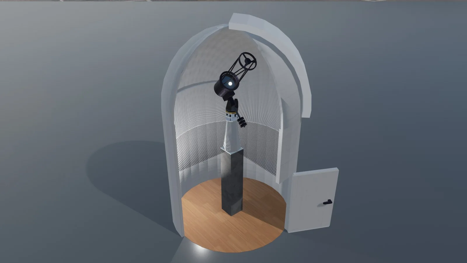 Artist’s impression of the observatory project in 2022: the open dome and the telescope on its pier
